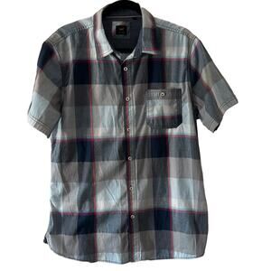 Lee Men's Large Plaid Short Sleeve Classic Preppy Button Front Shirt